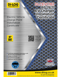 Di-Log Electric Vehicle Charging Point Installation Certificate -SINGLE CIRCUIT- DLCEVC182
