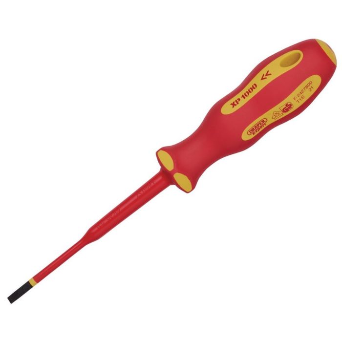 Draper XP1000 VDE Slimline Plain Slot Screwdriver 4.0 x 100mm 02160