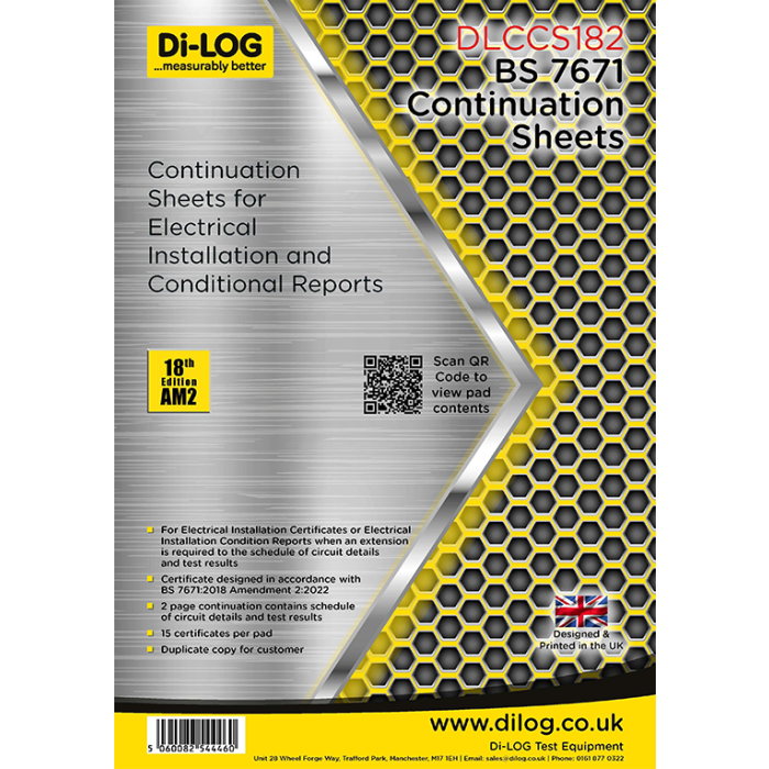 Di-Log DLCCS182 Continuation Sheets