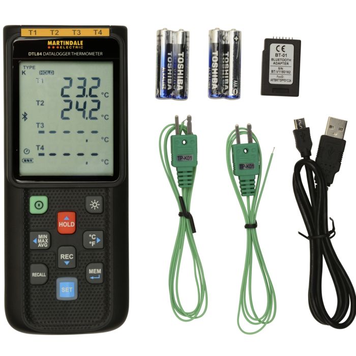 Martindale DTL84 Multi-input Data Logging Thermometer includes