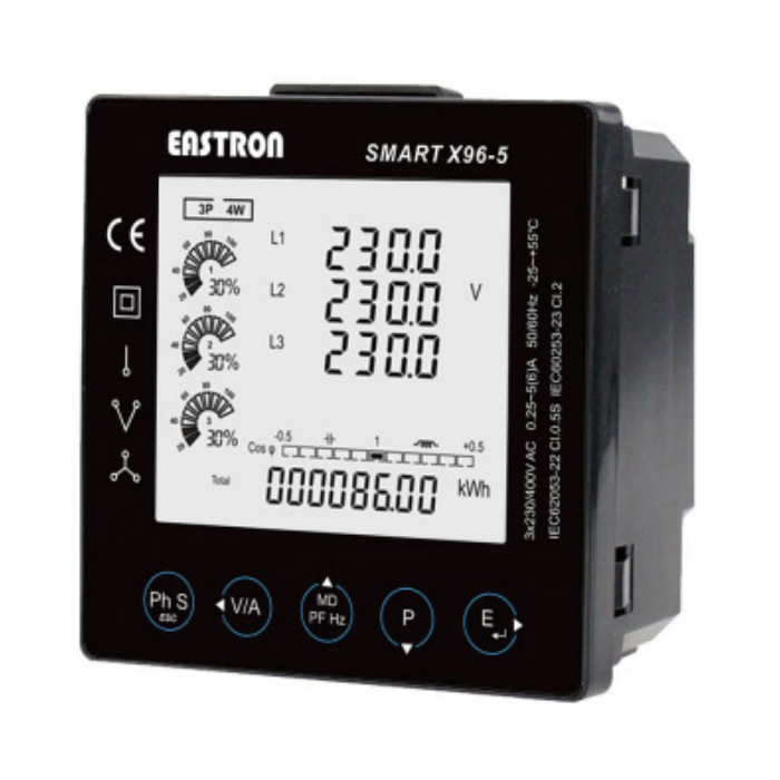 SMART X96-5MP-MID CT Single - Three Phase Digital Multifunction Meter (CT Operated – Pulse & Modbus Outputs)