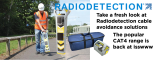 Visual graphic featuring the Radiodetection logo in the top right corner, inviting users to explore Radiodetection cable avoidance solutions