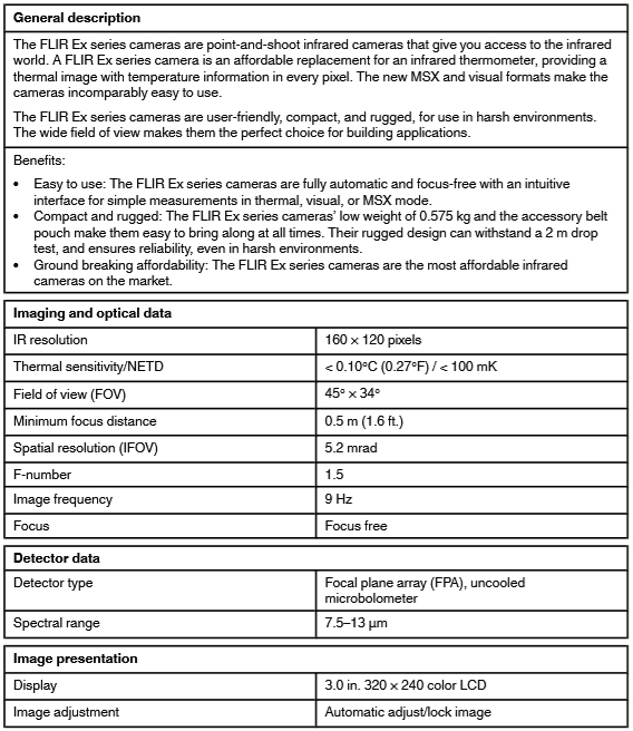 Flir E5-XT Specification