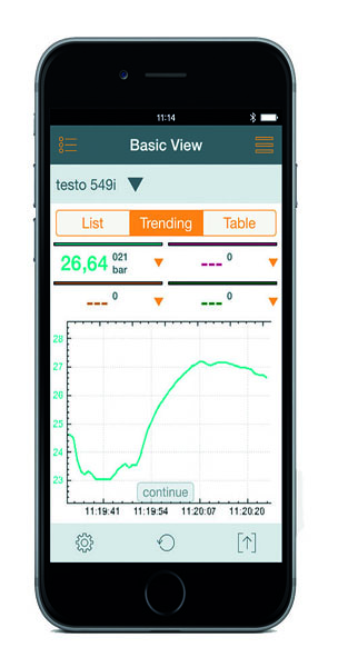 Testo Refrigeration Sample App Screen