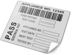 Martindale BAR2 Combined Barcode & Pass PAT Test Label x 500